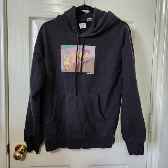 Levis x The Simpsons Unisex Wigs Cartoon Black Graphic Hoodie XS - Picture 7 of 13